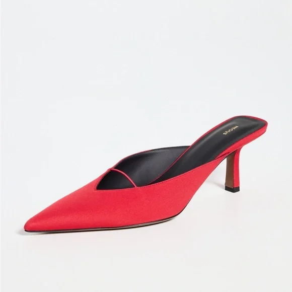 Neous Matar Mules - red satin size 7 - Brand New In Box Size IT 37 - Picture 3 of 6